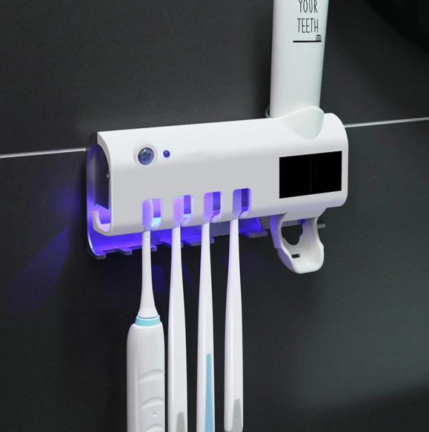Автоматичний дозатор - диспенсер зубної пасти Toothbrush sterilizer / УФ-стерилізатор / Тримач зубних щіток / Органайзер для ванної W-020 - Зображення 2
