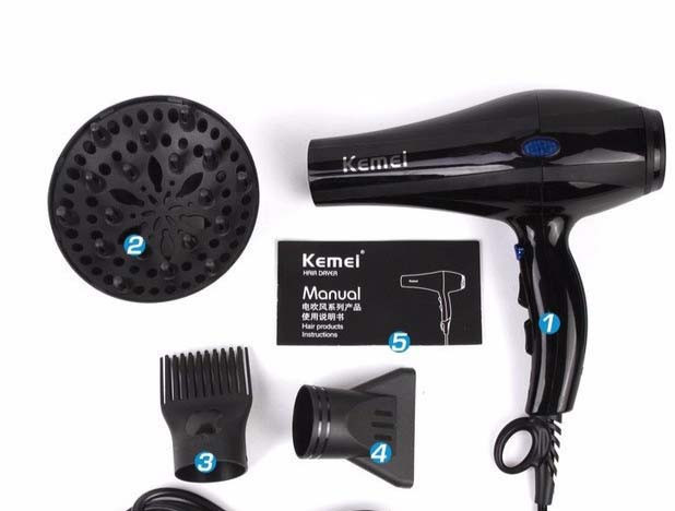 Фен для волос с насадками Kemei KM-3319, мощность 1800Вт, Функция ионизации CG23 PR4 - Зображення 2