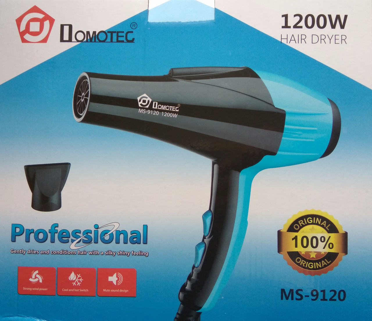 Фен для волос Domotec MS 9120 1200W, 2 скорости, 2 температурных режима CG23 PR3 - Зображення 5