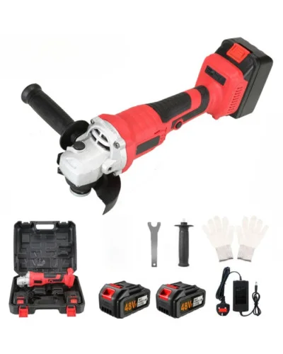 Акумуляторна кутова шліфмашина RED 48V MA798 червона • Болгарка на акумуляторі з 2 батареями, кейсом і комплектом для різання та шліфування