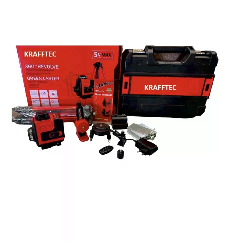 Акумуляторний лазерний рівень KRAFFTEC 4D 16 ліній з Bluetooth і штативом • Самовирівнювальний лазерний нівелір для ремонту, будівництва та розмітки - Зображення 2