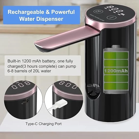 Автоматична помпа для води LY-1081 з USB-зарядкою • Електричний диспенсер Water Dispenser для бутля, дому, офісу та дачі - Зображення 2