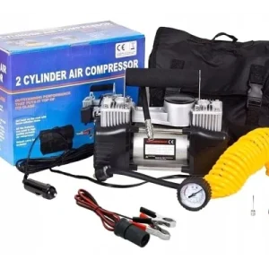Автомобільний компресор двопоршневий Air Compressor 12V 628-4x4 • Електричний насос для шин від прикурювача 12 В з манометром для автомобіля, позашляховика, кросовера і дороги
