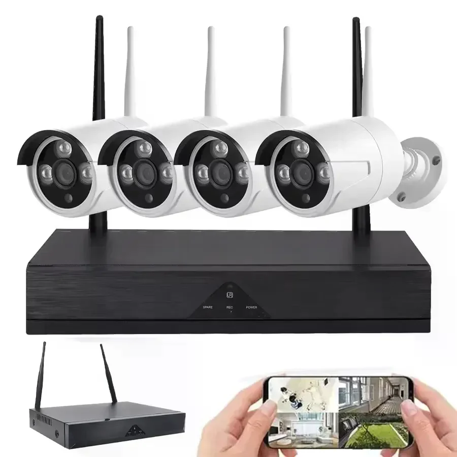 Бездротовий комплект відеоспостереження DVR KIT CAD Full HD UKC 8004/6673 WiFi 5G білий • Набір на 4 камери з реєстратором для дому, офісу, складу та ділянки - Зображення 2