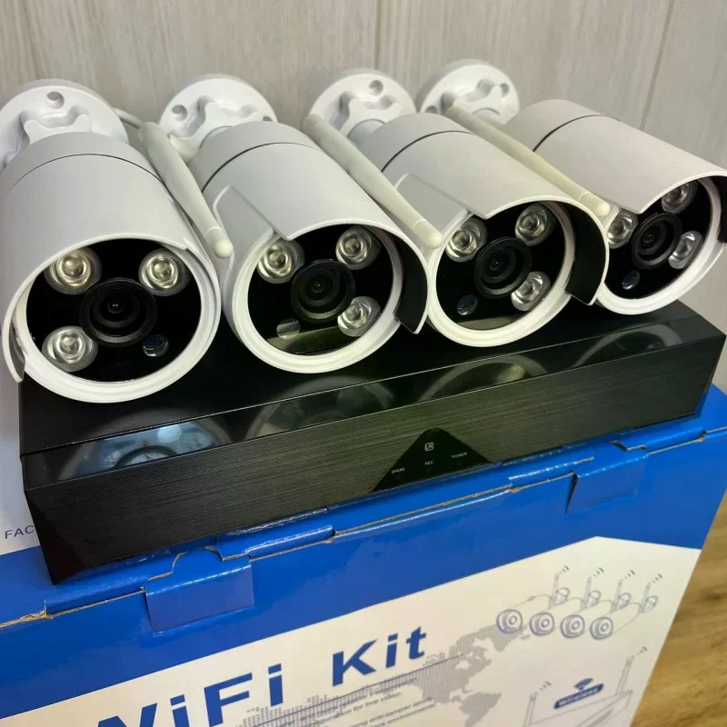 Бездротовий комплект відеоспостереження DVR KIT CAD Full HD UKC 8004/6673 WiFi 5G білий • Набір на 4 камери з реєстратором для дому, офісу, складу та ділянки - Зображення 4