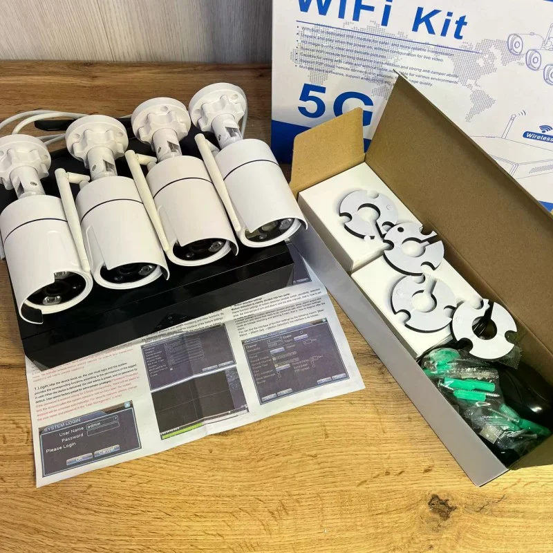Бездротовий комплект відеоспостереження DVR KIT CAD Full HD UKC 8004/6673 WiFi 5G білий • Набір на 4 камери з реєстратором для дому, офісу, складу та ділянки - Зображення 5