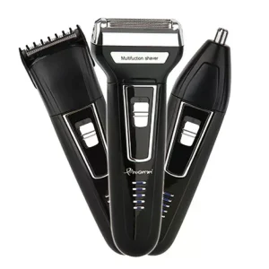 Чоловічий тример-бритва 3 в 1 GEMEI GM-573 для бороди, вусів, носа і вух • Акумуляторна електробритва з насадками для окантування та догляду