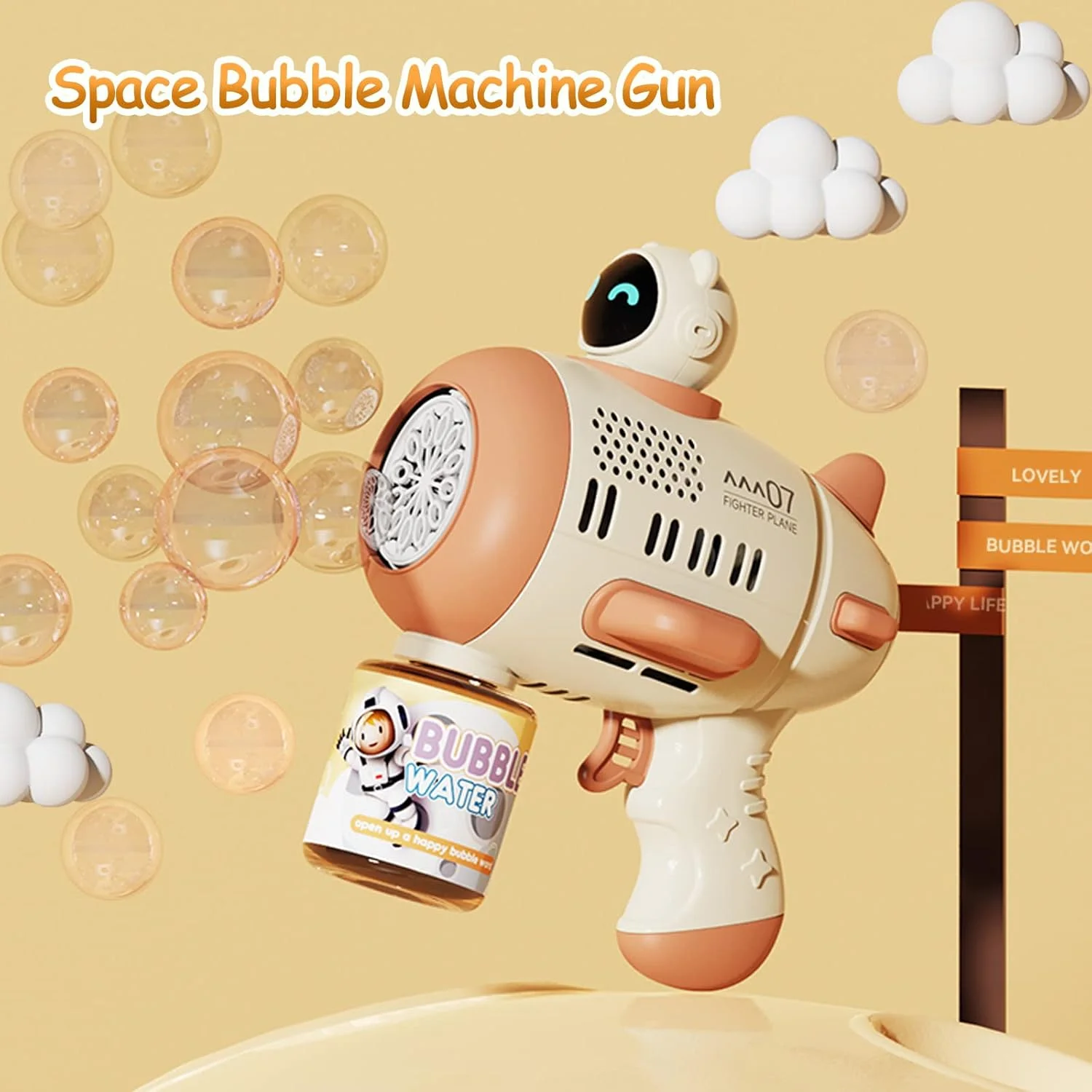 Дитячий автоматичний пістолет для мильних бульбашок Toy Bubble Gun • Іграшковий бульбашкомет для вулиці, свят, прогулянок і активних ігор - Зображення 3