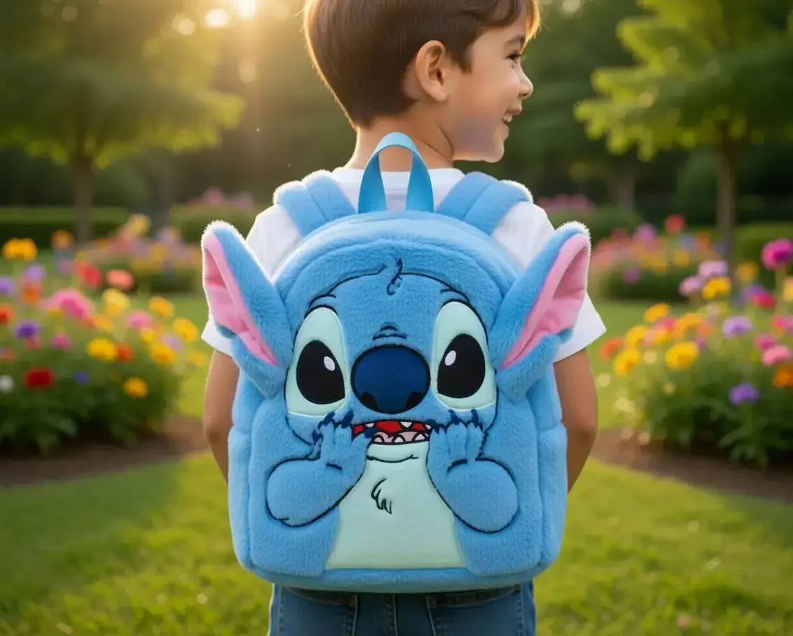 Дитячий м’який рюкзак Стіч Lilo Stitch з вушками • Плюшевий рюкзак для дівчинки і хлопчика, дитячий рюкзак Stitch для садка, прогулянок і подарунка - Зображення 5