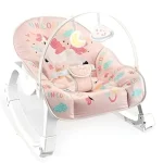 Дитячий шезлонг Happy Baby YK7007A різнокольоровий X-640 • Шезлонг-гойдалка для новонароджених із вібрацією, регульованою спинкою, дугою з іграшками та ременями безпеки