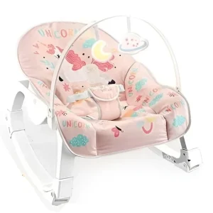 Дитячий шезлонг Happy Baby YK7007A різнокольоровий X-640 • Шезлонг-гойдалка для новонароджених із вібрацією, регульованою спинкою, дугою з іграшками та ременями безпеки