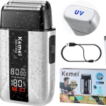 Електробритва шейвер AND KM-T402 чорна • Чоловіча акумуляторна бритва для обличчя, щетини, шиї, підборіддя та щоденного догляду