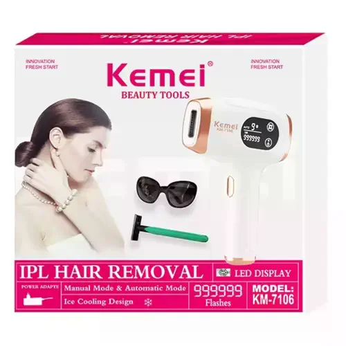 Фотоепілятор Kemei KM-7106 білий • Домашній IPL-епілятор для видалення волосся на обличчі, ногах, руках, тілі, пахвах і зоні бікіні - Зображення 4