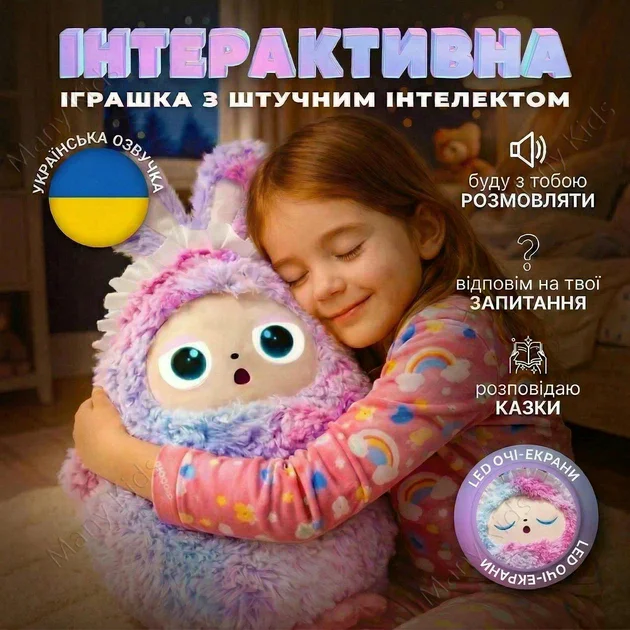 Інтерактивна м’яка іграшка з ШІ AI Smart Plush Toy • Розумна плюшева іграшка-компаньйон з голосовим спілкуванням, Wi-Fi та 40+ мовами - Зображення 3
