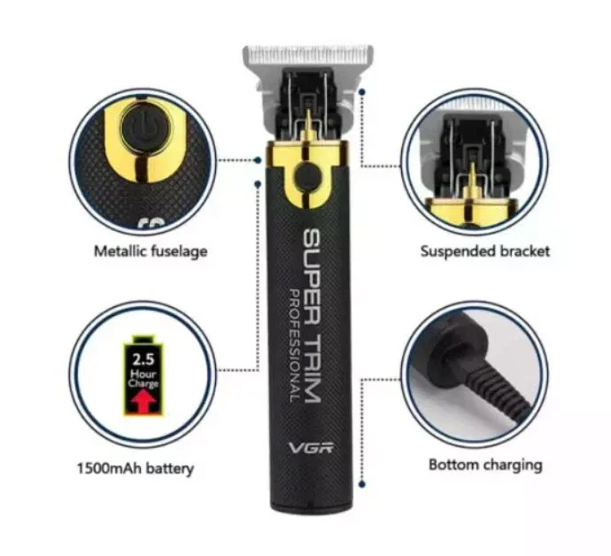 Машинка для стрижки VGR V-082 для волосся та бороди • Акумуляторний тример з USB-зарядкою, насадками 1/2/3 мм і лезами з нержавіючої сталі - Зображення 5