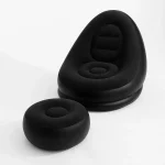 Надувний диван AIR SOFA з насосом чорний • Велюрове надувне крісло-диван для дому, дачі, відпочинку, пляжу та кемпінгу
