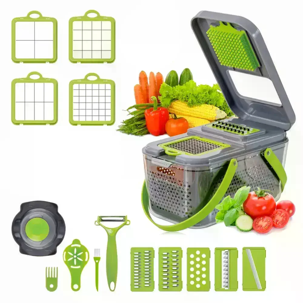 Овочерізка мультислайсер AND1536 Vegetable Cutter • Ручний подрібнювач для овочів, фруктів, салатів і домашньої нарізки - Зображення 3
