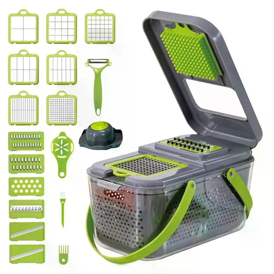 Овочерізка мультислайсер AND1536 Vegetable Cutter • Ручний подрібнювач для овочів, фруктів, салатів і домашньої нарізки - Зображення 5