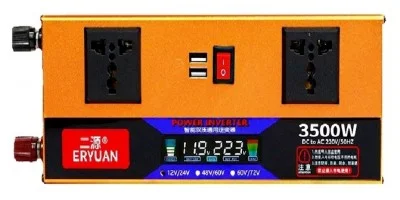 Перетворювач напруги LCD SMART 3500W 12V/24V у 220V • Автомобільний інвертор для акумулятора, дому, авто та резервного живлення
