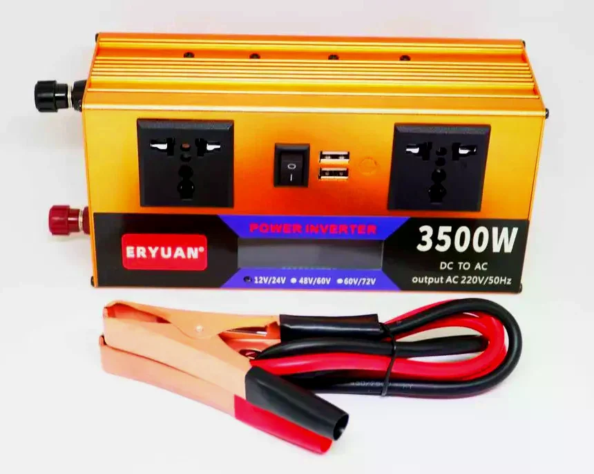 Перетворювач напруги LCD SMART 3500W 12V/24V у 220V • Автомобільний інвертор для акумулятора, дому, авто та резервного живлення - Зображення 2