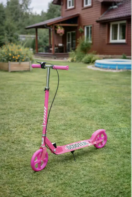 Самокат двоколісний міський з колесами PU 200 мм і ножним гальмом 109 Pink • Складаний прогулянковий самокат для дітей і підлітків • Міський самокат рожевий - Зображення 5
