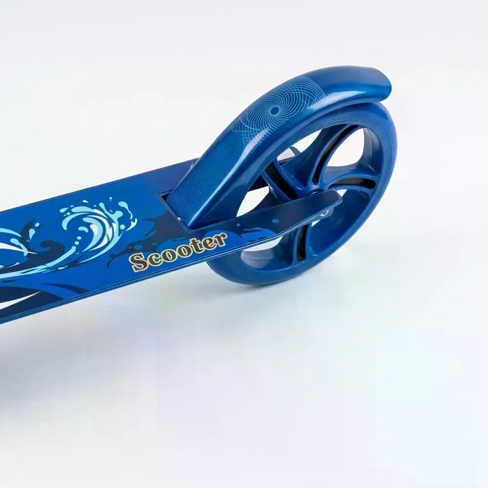 Самокат двоколісний міський з колесами PU 200 мм і ножним гальмом 109 blue • Складаний прогулянковий самокат для дітей і підлітків • Міський самокат синій - Зображення 3