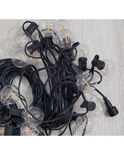 Світлодіодна гірлянда 10 метрів 20 LED MA716 • Вулична декоративна гірлянда статичного світіння з живленням 220В і сонячною панеллю для саду, двору та тераси - Зображення 4