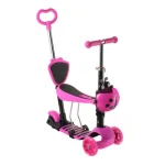 Триколісний дитячий самокат 5 в 1 з батьківською ручкою та сидінням Scooter ∙ Самокат трансформер для дітей зі світними колесами, регульованою висотою керма та кошиком