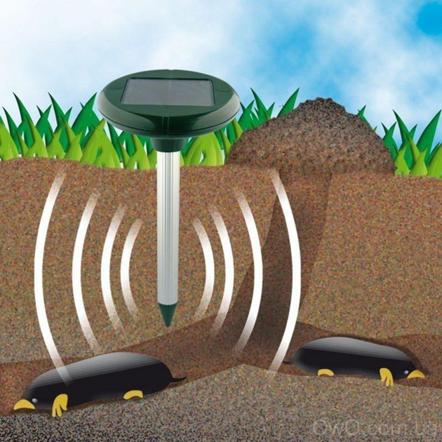 Відлякувач кротів і гризунів на сонячній батареї Solar Rodent Repeller (2 шт в комплекті) ∙ Ультразвуковий відлякувач для саду та городу від кротів мишей і польових шкідників - Зображення 4